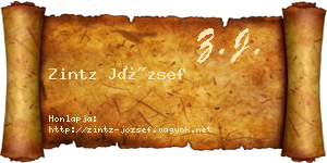 Zintz József névjegykártya